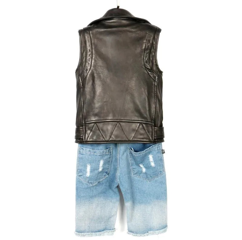Children's sheepskin environmentally friendly breathable genuine leather vest