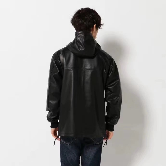 The first layer of water-dyed oil wax Pakistan imported sheepskin leather leather jacket unisex leather sweater