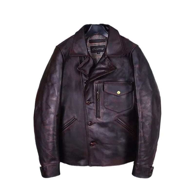 Horse leather bear hand-polished old American retro first-layer horse leather jacket men