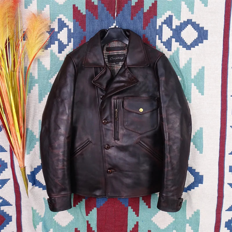 Horse leather bear hand-polished old American retro first-layer horse leather jacket men