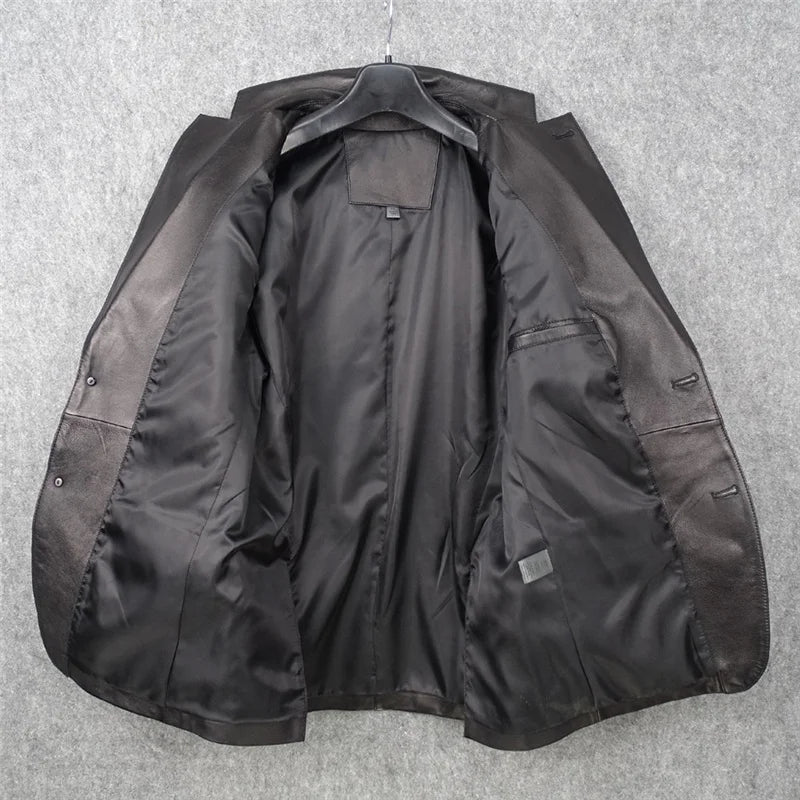 Men's Italian imported first layer uncoated sheepskin suit with excellent texture