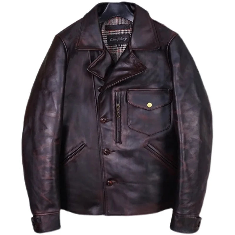 Horse leather bear hand-polished old American retro first-layer horse leather jacket men