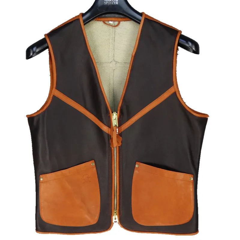 Sheepskin and fur integrated vest Turkish tire wool ultra-thin ultra-light warm vest men's