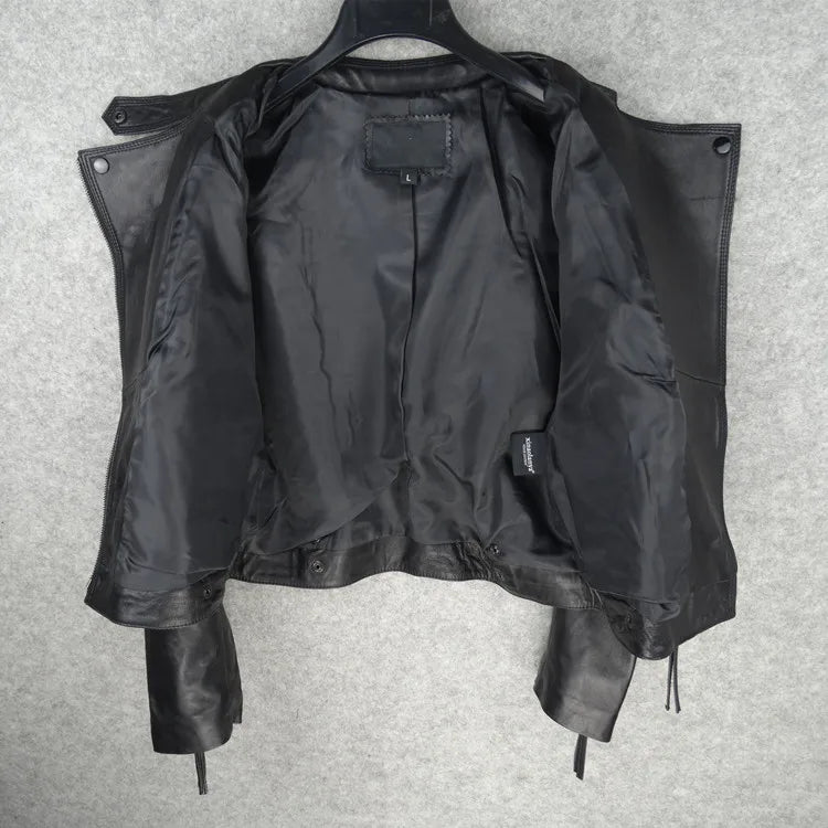 Leather leather jacket women's short Haining locomotive leather jacket 2023 spring and autumn new Korean version slim and thin