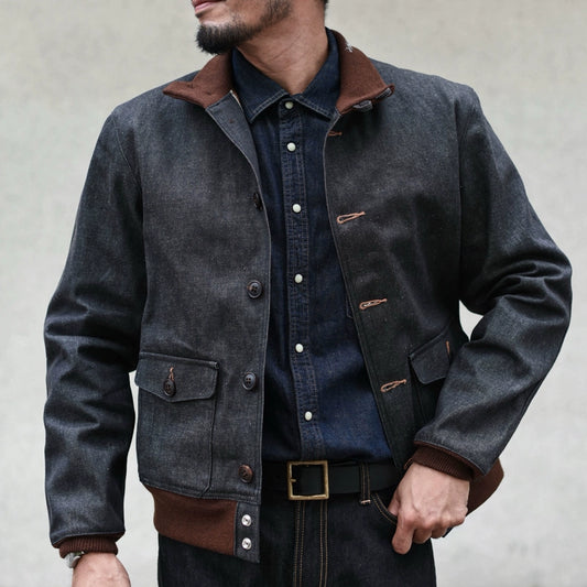 A1 Flight Jacket Denim Jacket Replica MCCOYS Air Force Jacket Men, Kaji Casual Jacket Non-A2