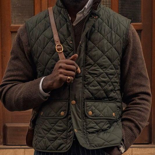 Barbour Lowerdale Gilet Vintage Rhombus Seam Windproof Vest British Versatile Cotton Vest Men's and Women's