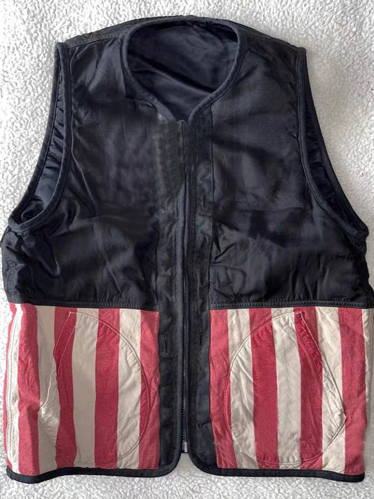 VISVIM 0021 20SS IRIS VEST mud-dyed striped vest washed and old double-sided vest