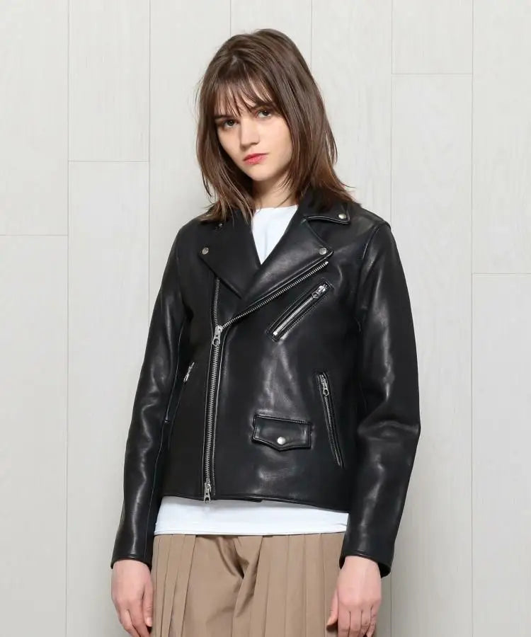 Italian wax imported sheepskin ladies genuine leather first layer sheepskin leather motorcycle clothing