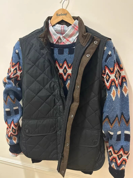 Barbour diamond check cotton vest black