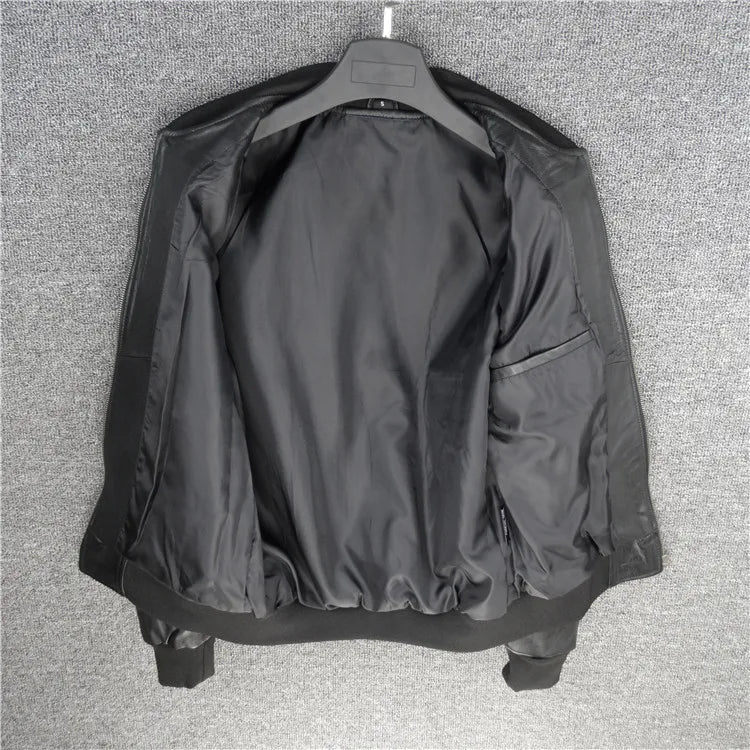 Leather slim fit jacket motorcycle jacket baseball jacket flight suit plus size men's clothing