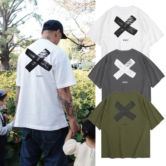 WTAPS Classic Cross Print Short Sleeve CityBoy Loose Cotton T-Shirt