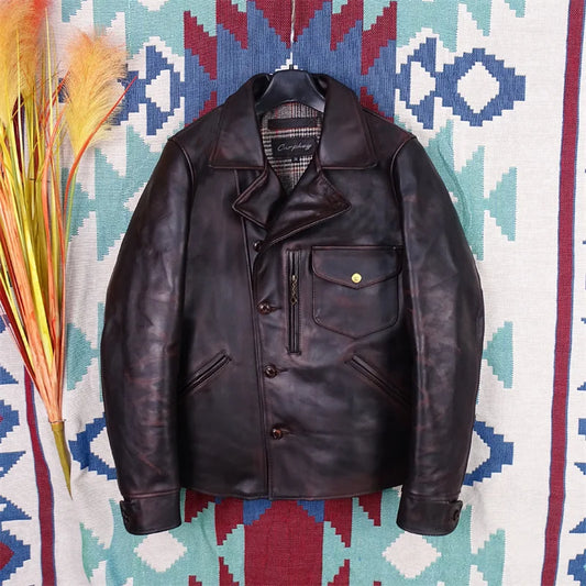 Horse leather bear hand-polished old American retro first-layer horse leather jacket men