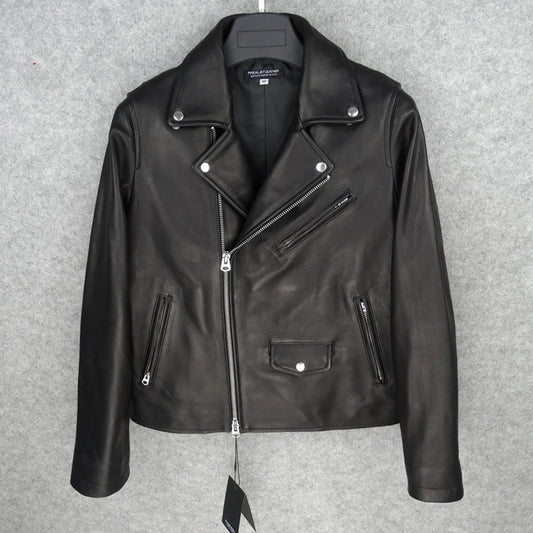 Italian wax imported sheepskin ladies genuine leather first layer sheepskin leather motorcycle clothing