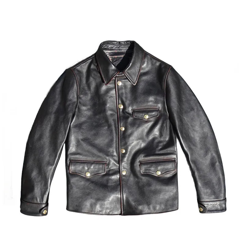 Horse leather small pocket Gai Si brake hand-polished old American retro first-layer horse leather jacket
