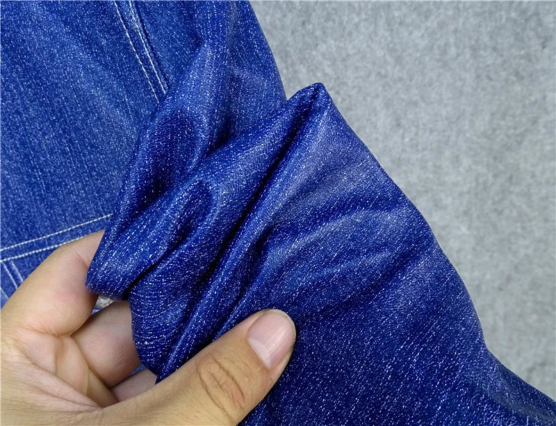 Ultra-thin ultra-soft denim texture first layer sheepskin 506 retro denim jacket leather jacket men's