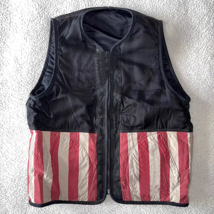 VISVIM 0021 20SS IRIS VEST mud-dyed striped vest washed and old double-sided vest