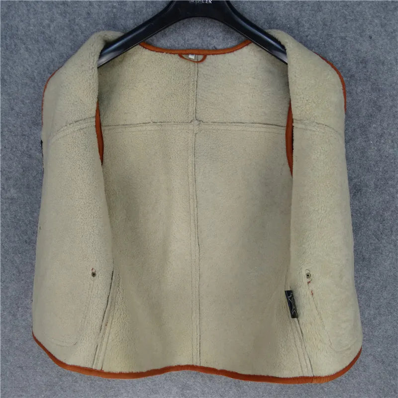 Sheepskin and fur integrated vest Turkish tire wool ultra-thin ultra-light warm vest men's