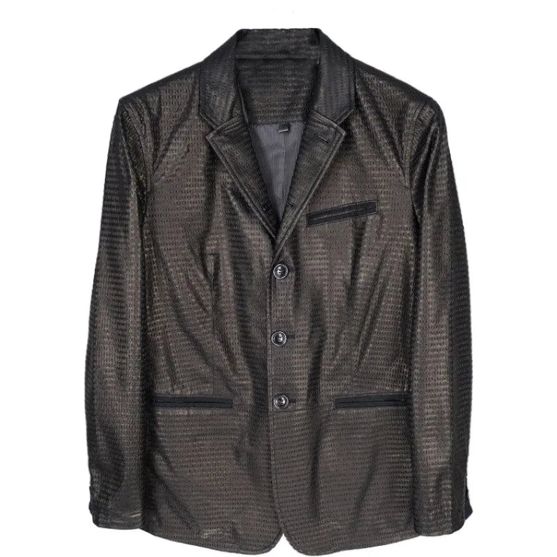 Whole body punched, breathable and comfortable suit, first layer imported sheepskin leather leather jacket men