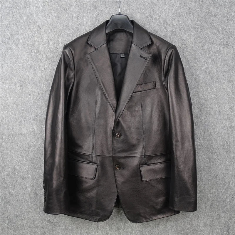 Men's Italian imported first layer uncoated sheepskin suit with excellent texture