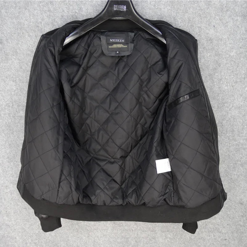 Leather slim fit jacket motorcycle jacket baseball jacket flight suit plus size men's clothing