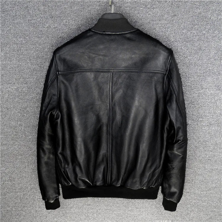 Leather slim fit jacket motorcycle jacket baseball jacket flight suit plus size men's clothing