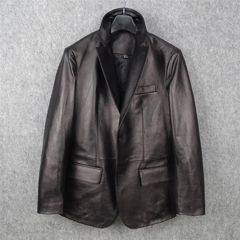 Men's Italian imported first layer uncoated sheepskin suit with excellent texture