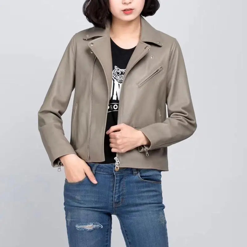 Italian wax imported sheepskin ladies genuine leather first layer sheepskin leather motorcycle clothing