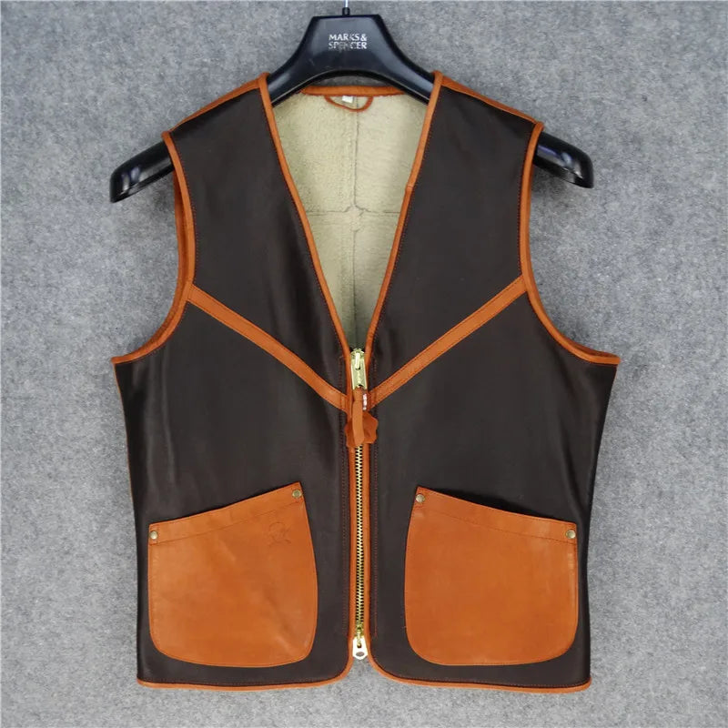 Sheepskin and fur integrated vest Turkish tire wool ultra-thin ultra-light warm vest men's