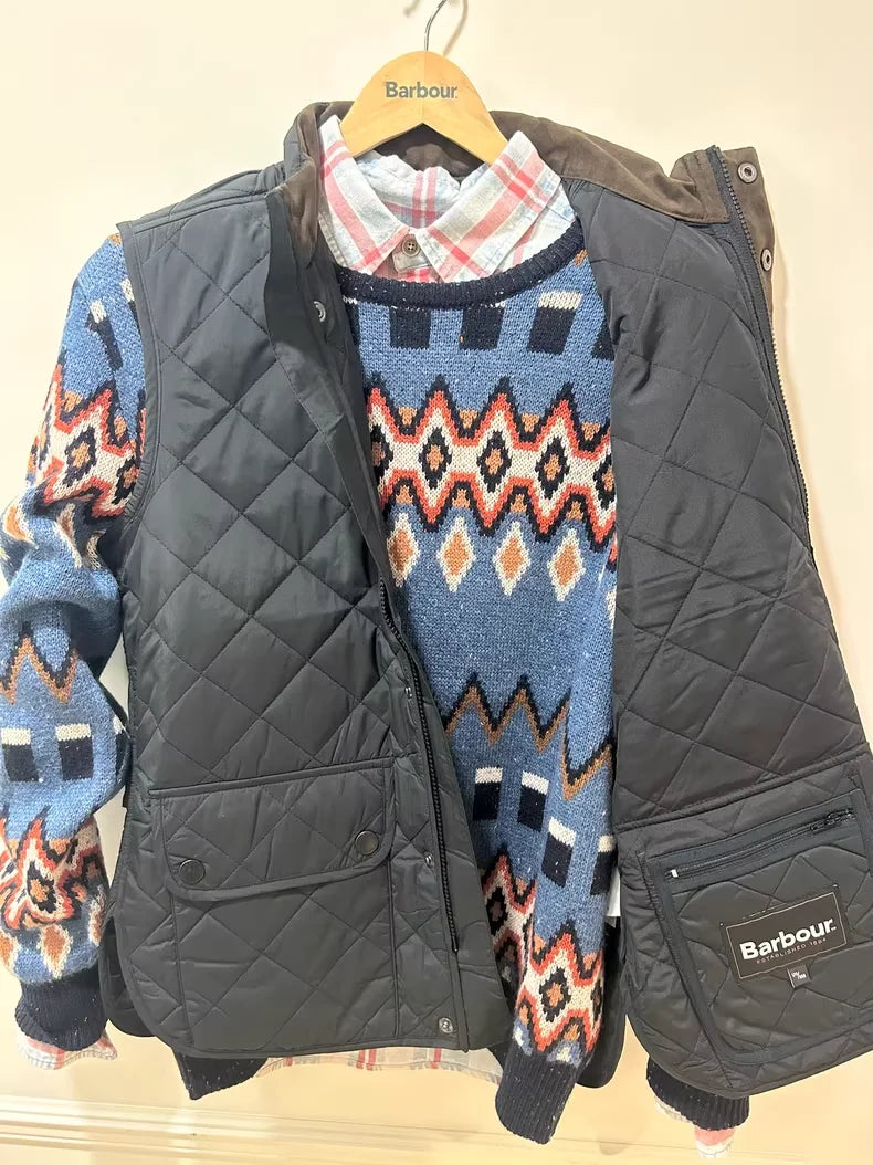 Barbour diamond check cotton vest black