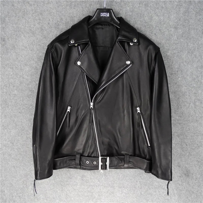Oversize large silhouette leather jacket female locomotive boyfriend style