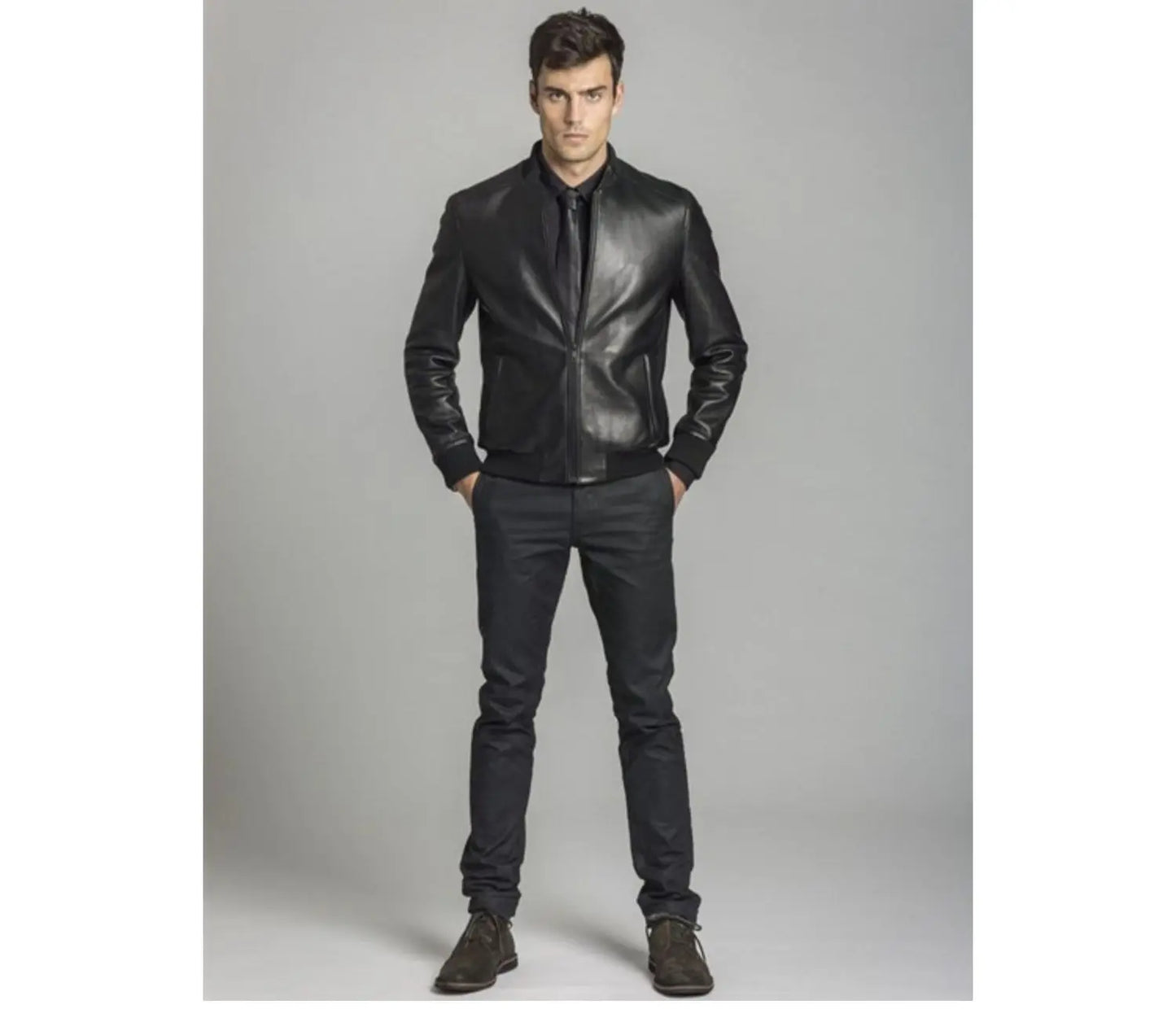 Leather slim fit jacket motorcycle jacket baseball jacket flight suit plus size men's clothing