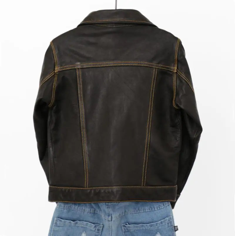 Children's clothing semi-vegetable tanned sheepskin plant ingredients environmentally friendly tanned to make wrinkled denim