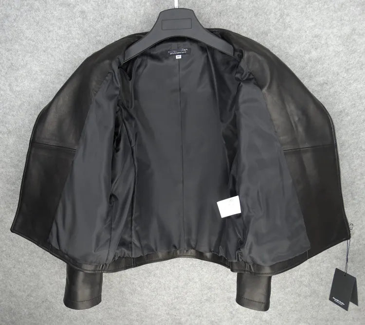 Italian wax imported sheepskin ladies genuine leather first layer sheepskin leather motorcycle clothing
