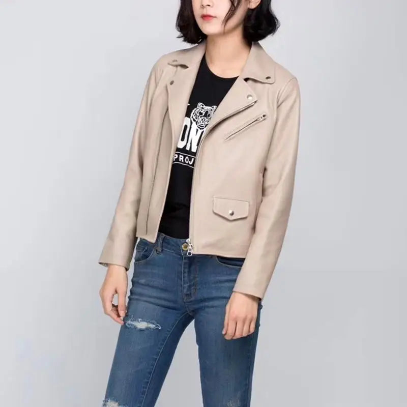 Italian wax imported sheepskin ladies genuine leather first layer sheepskin leather motorcycle clothing