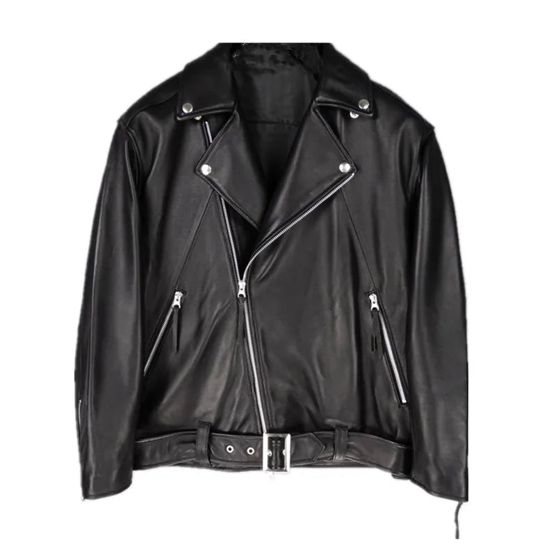 Oversize large silhouette leather jacket female locomotive boyfriend style